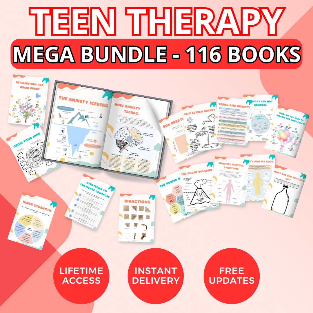 TEEN THERAPY WORKSHEETS - MEGA BUNDLE 116 BOOKS